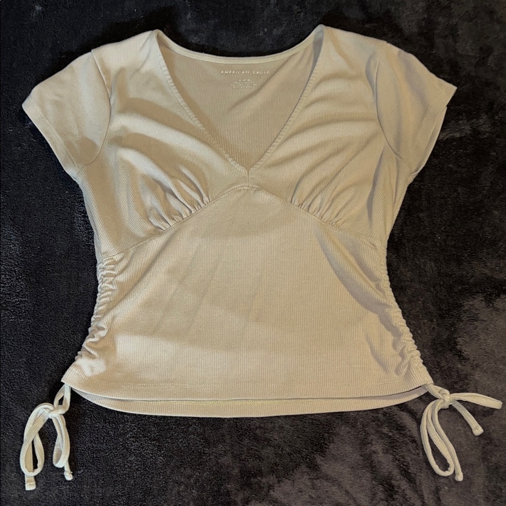 American Eagle Outfitters Beige Ruched Top